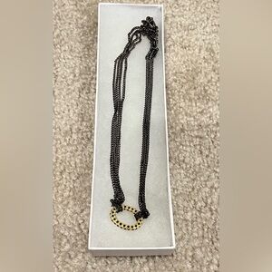 Elegant Black and Gold Necklace with genuine black crystals